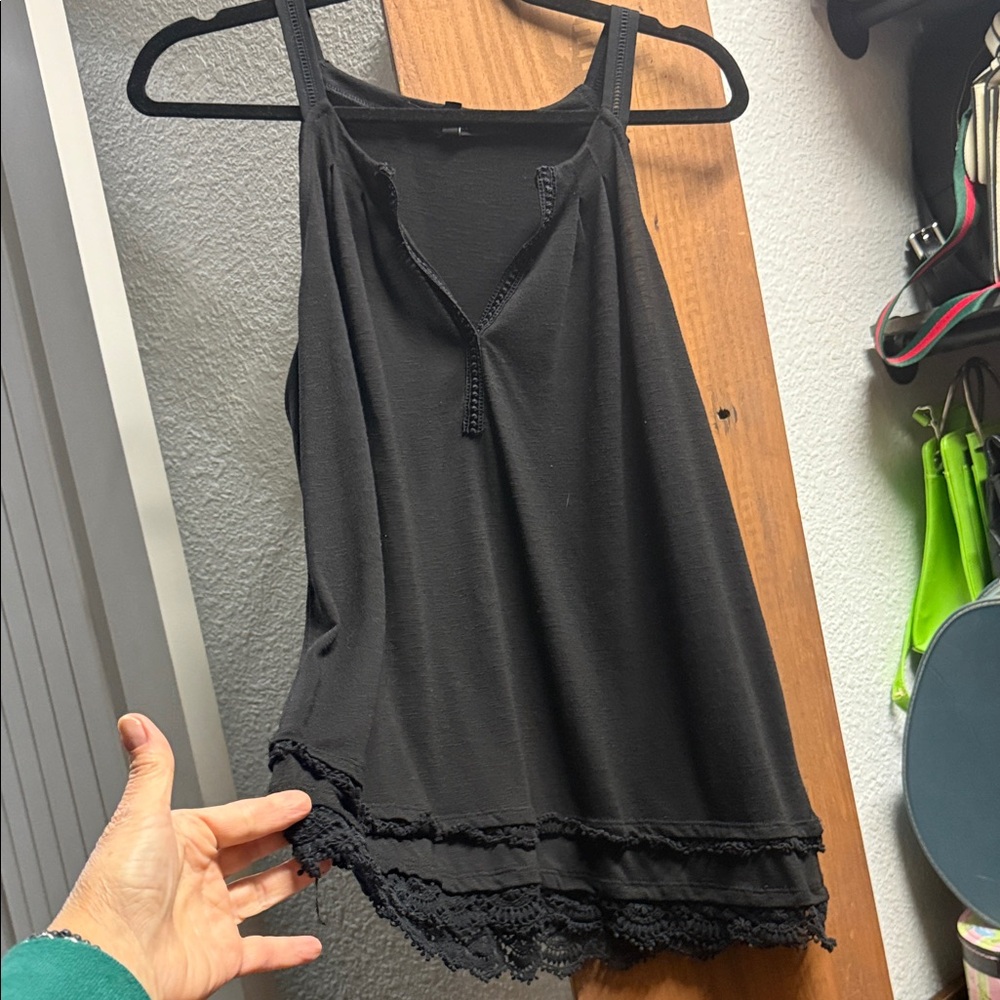 White House Black Market Black Lace Hem Camisole